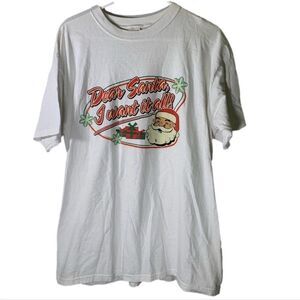 Anvil Large White‎ Christmas Santa T Shirt